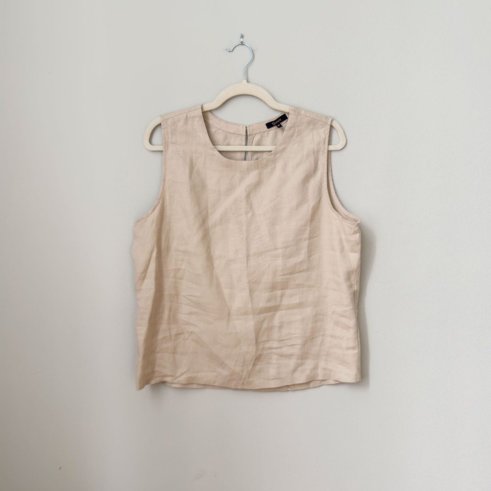 Quince Women's Capsule Beige Flax Linen Tank Quiet Luxury Size M